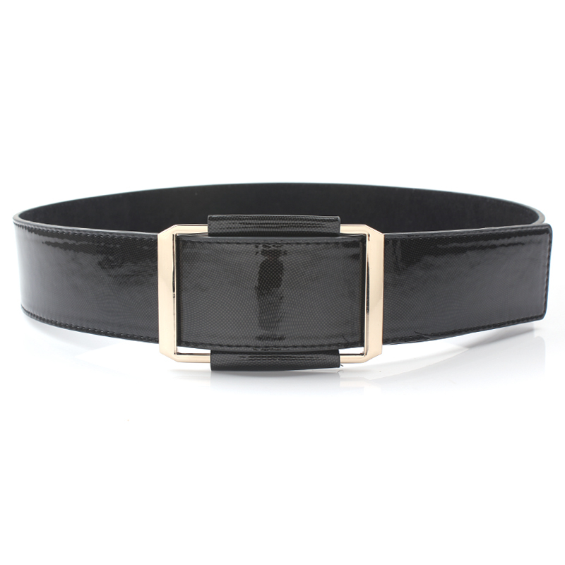 Fashion square buckle unlimitedly women's wide belt all-match genuine leather cummerbund female fashion japanned leather