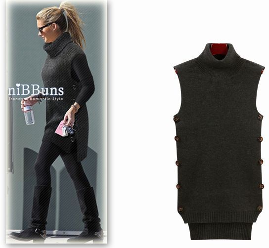 Fashion star medium-long turtleneck pullover sleeveless vest thermal sweater