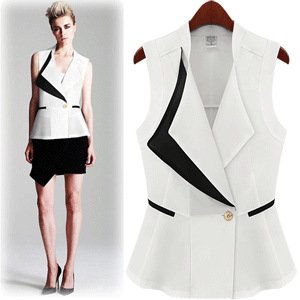 Fashion star style cool large lapel suit style vest black and white