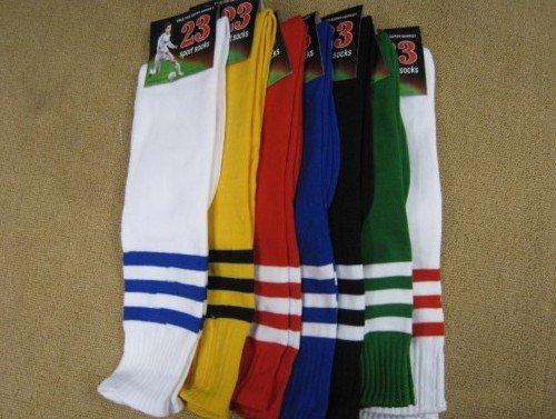 Fashion Stripe Pattern Football Socks,Cotton High Knee Sports Stockings,50 Pair/Lot+Free shipping