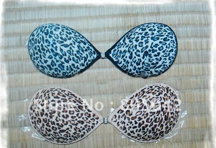 Fashion style self-adhesive invisible bra with Leopard style 100pcs/lot + free shipping