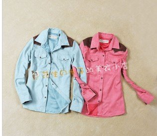 fashion suede fabric lovers design long-sleeve shirt three-color plus big size available shirt blouse PL12070313