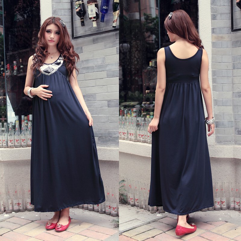 Fashion summer maternity clothing sleeve length skirt paillette one-piece dress