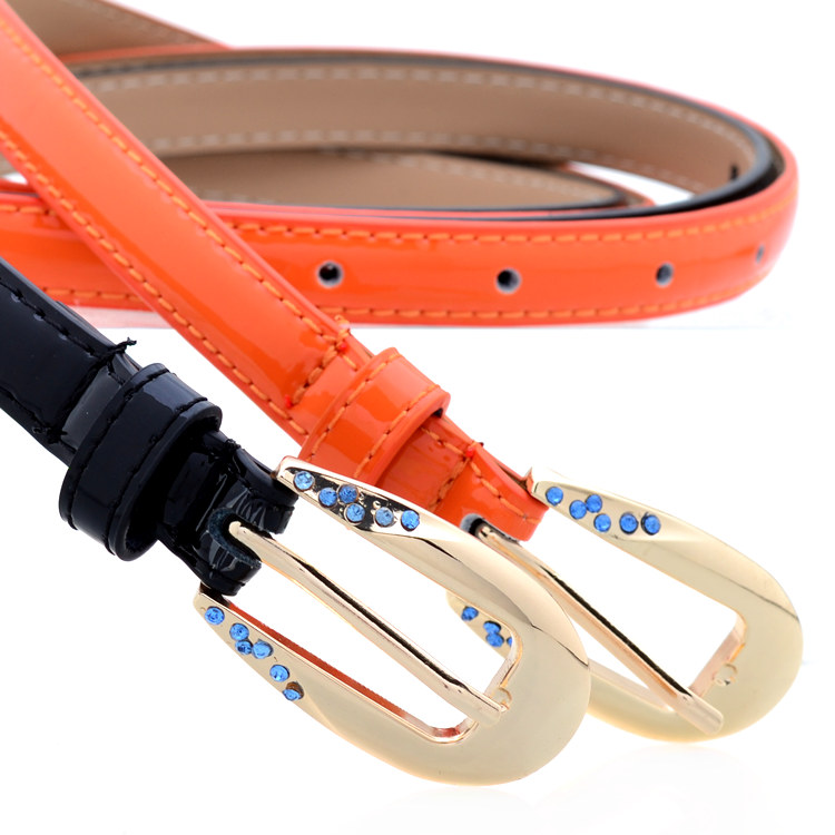 Fashion sweet candy color strap women's genuine leather thin belt decoration belt japanned leather all-match