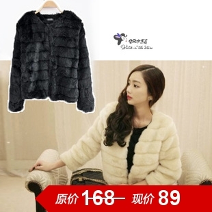 Fashion thermal slim cardigan fur coat short design outerwear