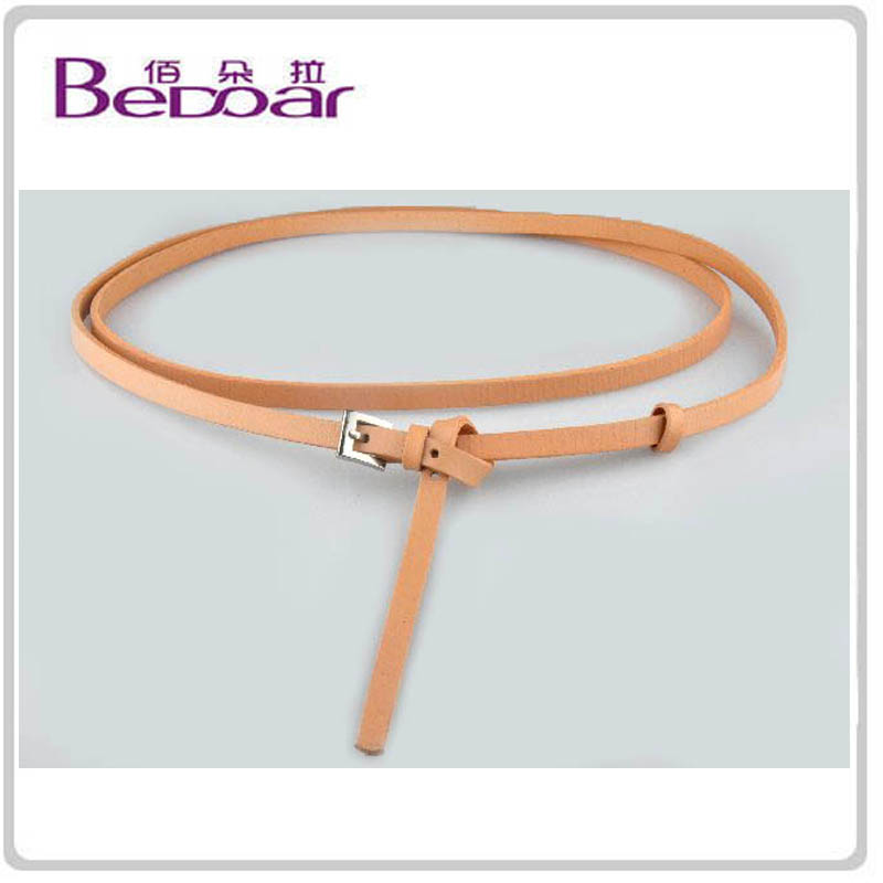 Fashion tieclasps genuine leather female double-circle cowhide lengthen ring belt women's strap apricot