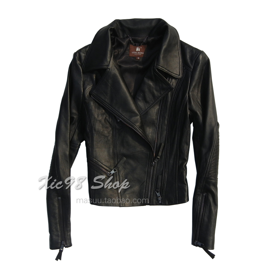 Fashion top sheepskin 2012 paragraph in the motorcycle women's genuine leather clothing