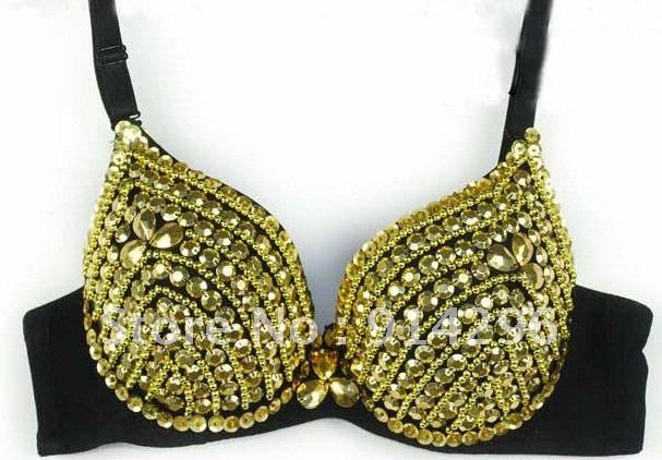 Fashion Transparent silver beads womens dancing essential personality beaded sequin bra   34B/36B