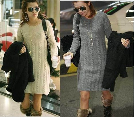 Fashion Twisted Slim O-Neck Long Women's Sweaters Free shipping / 2 color