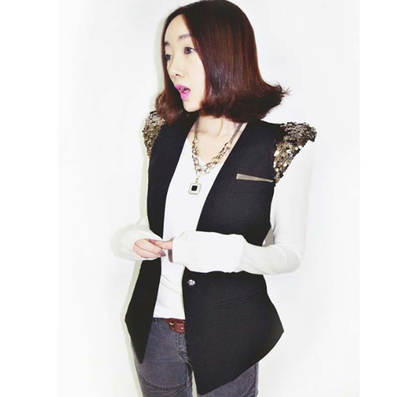 Fashion vest female slim paillette decoration vest outerwear