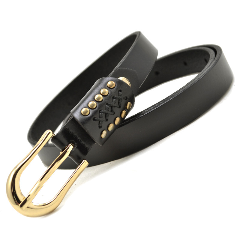 Fashion vintage belt female genuine leather strap genuine leather fashion decoration rivet women's thin belt