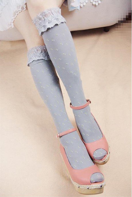 Fashion Vintage Brand Women's Long Socks With Lace Hem,Ladies Stockings,10 Pair/Lot+Free shipping