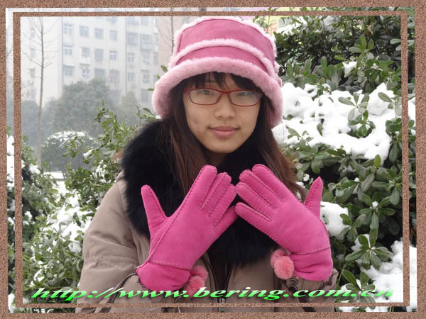 Fashion $ Warm Double Face Leather Winter Gloves for Ladies