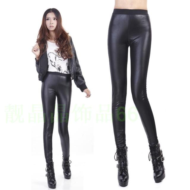 Fashion warm pants legging skin after cotton patchwork plus velvet thickening legging faux leather pants