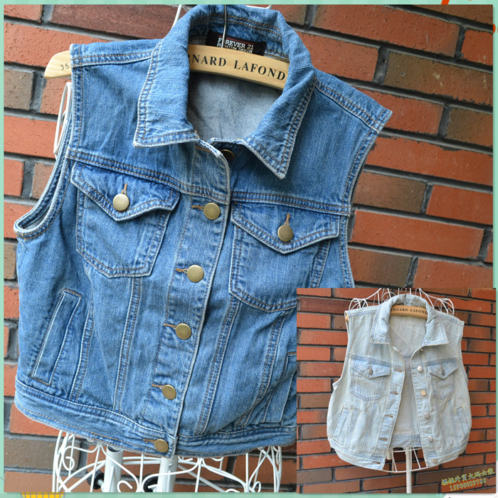 Fashion water wash casual personality denim vest classic vintage vest 2013 spring free shipping