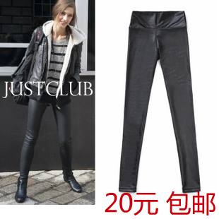 Fashion western high waist imitation leather ankle length legging new style Insulation pants for women