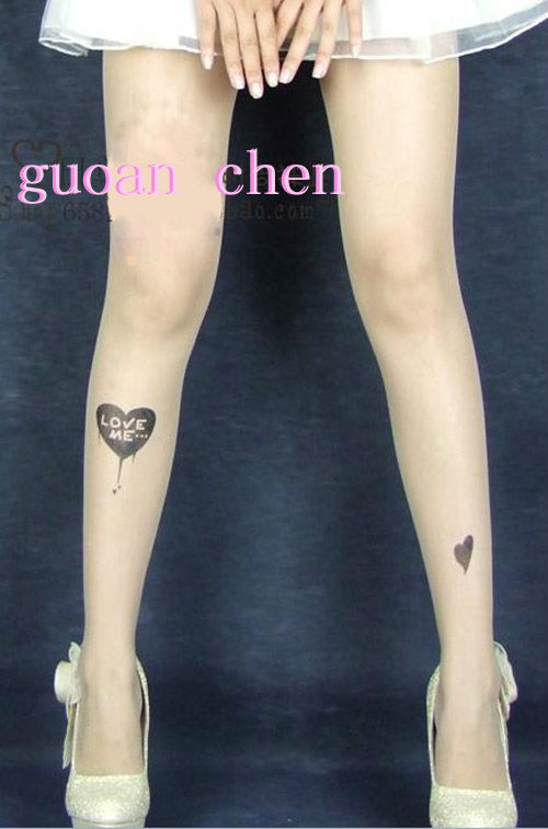 Fashion Wholesale Big&Small Hearts Transparent Tattoo Tights Leggings Pantyhose Stockings