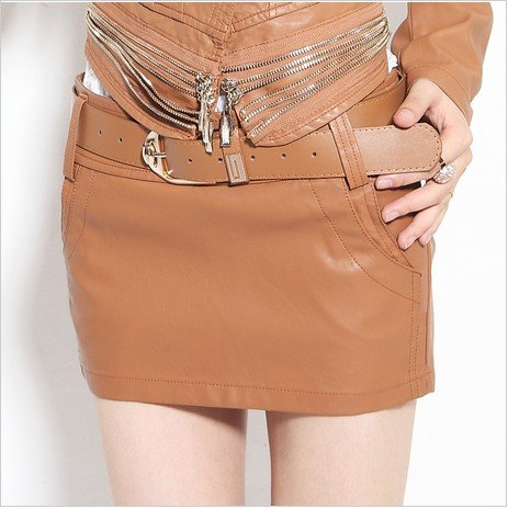 Fashion wild PU shorts leather pants skirt belt delivery # 3959