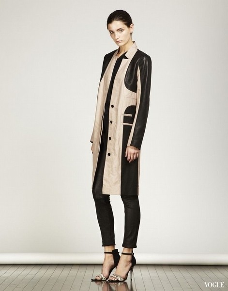 Fashion winter paragraph the trend of color block decoration PU outerwear overcoat trench