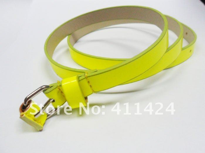 Fashion woman Cute neon color PU leather Thin Belt Cross Buckle  lady free ship