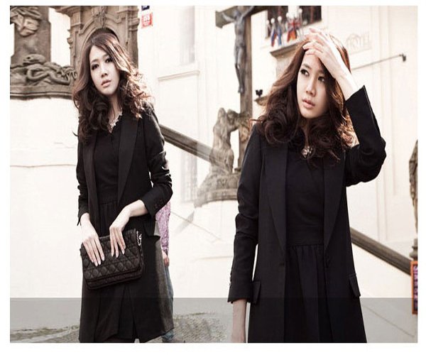 Fashion Women Casual Long Sleeve Slim Outerwear Black Coat Jacket