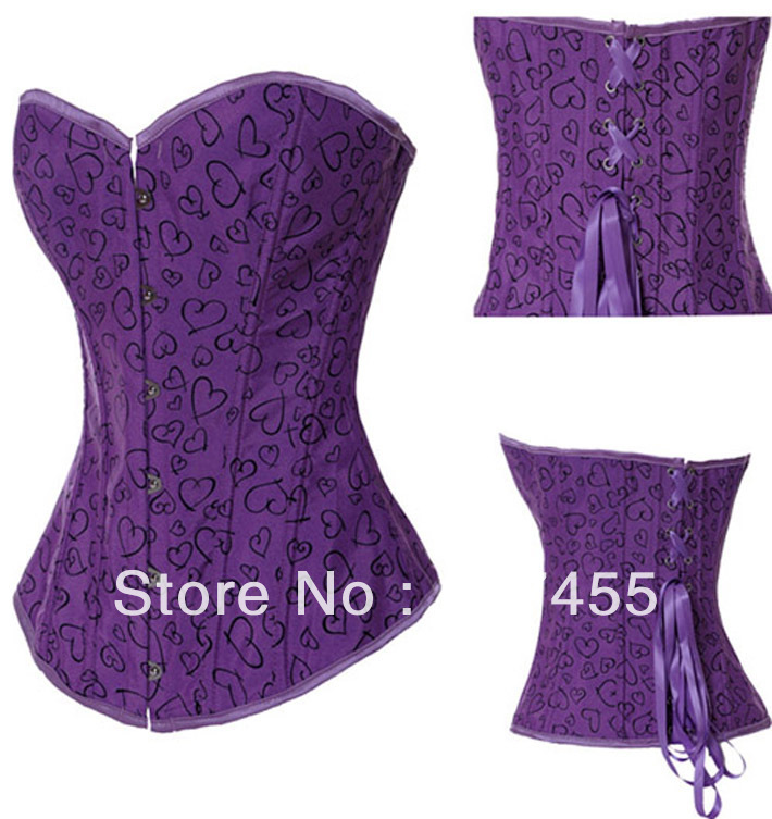 Fashion Women intimates sexy lingerie satin Fuchsia Gothic Classic Corset 2762