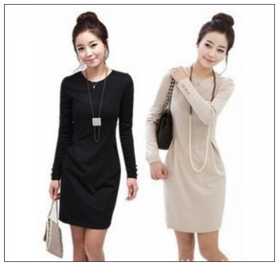 FASHION WOMEN LONG SLEEVE PLEATED STRETCH BUSINESS OFFICE LADY WORK PENCIL DRESS