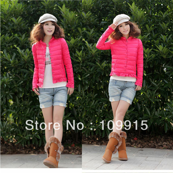 Fashion Women Rose Winter Warm Quilted Velvet Jacket Down Coat Outerwear Size S M L XL HR476M