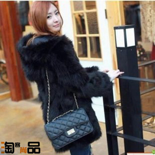 Fashion women's 2012 faux fur belt cap casual cardigan overcoat outerwear