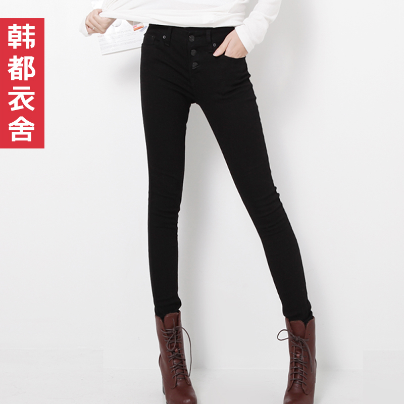 FASHION women's 2012 solid color slim button skinny pants jeans jw1043 free shipping