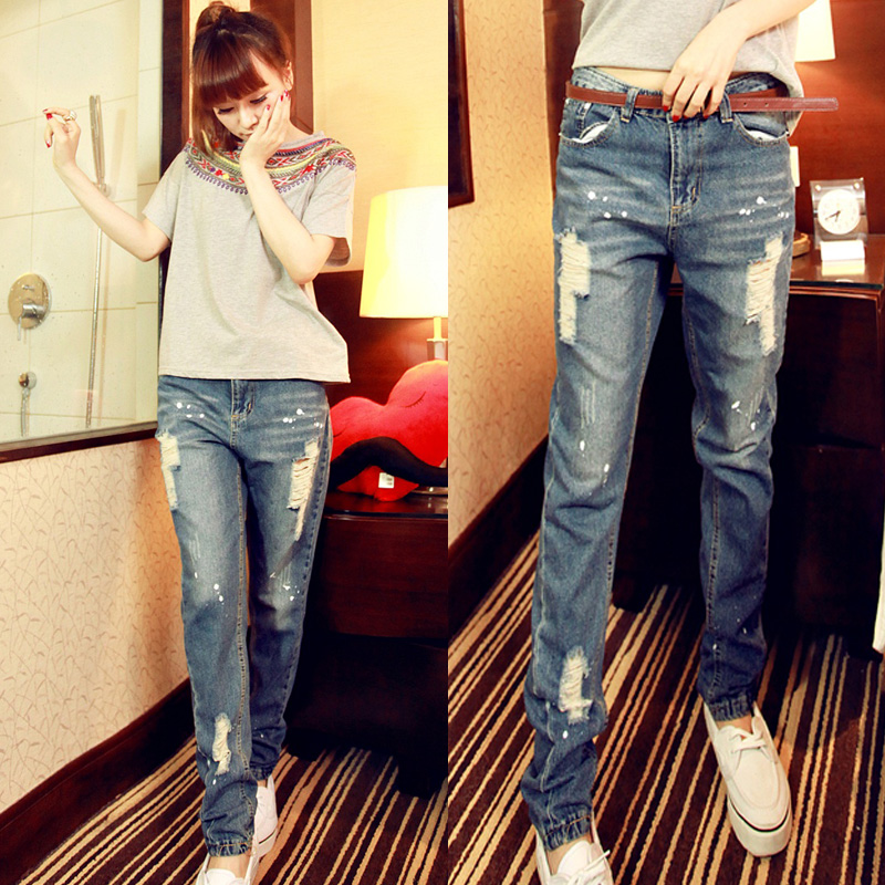 Fashion women's 2012 summer street style knee k273 cat's claw loose jeans