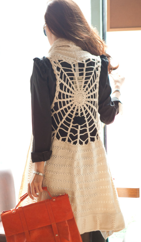 Fashion women's autumn and winter sweet medium-long sweater cutout sweater top cape outerwear