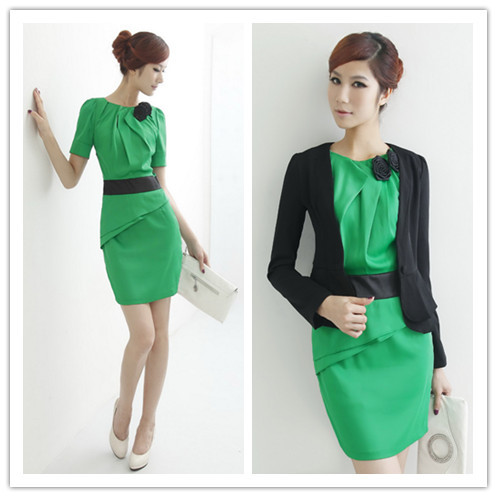 Fashion women's  autumn one-piece dress suit jacket ol elegant work wear set