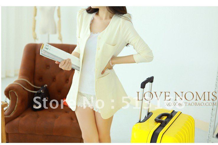 fashion Women's candy color suit blazers elegance colorful one button style long sleeve coat jacket cotton fabric free shipping