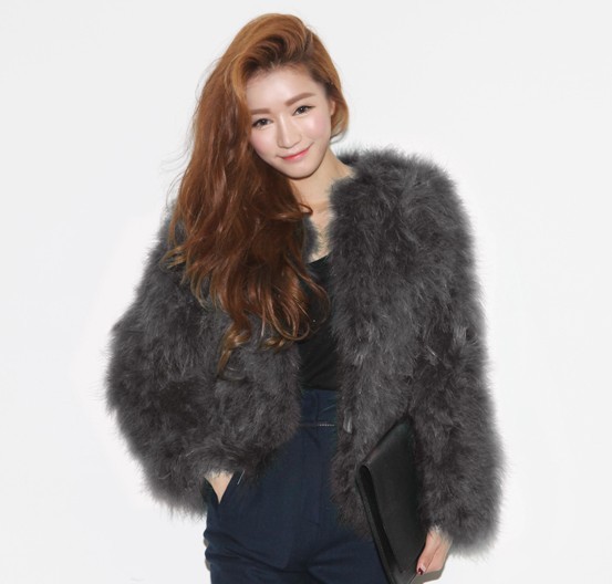 Fashion women's eco-friendly ostrich wool fur coat female free shipping