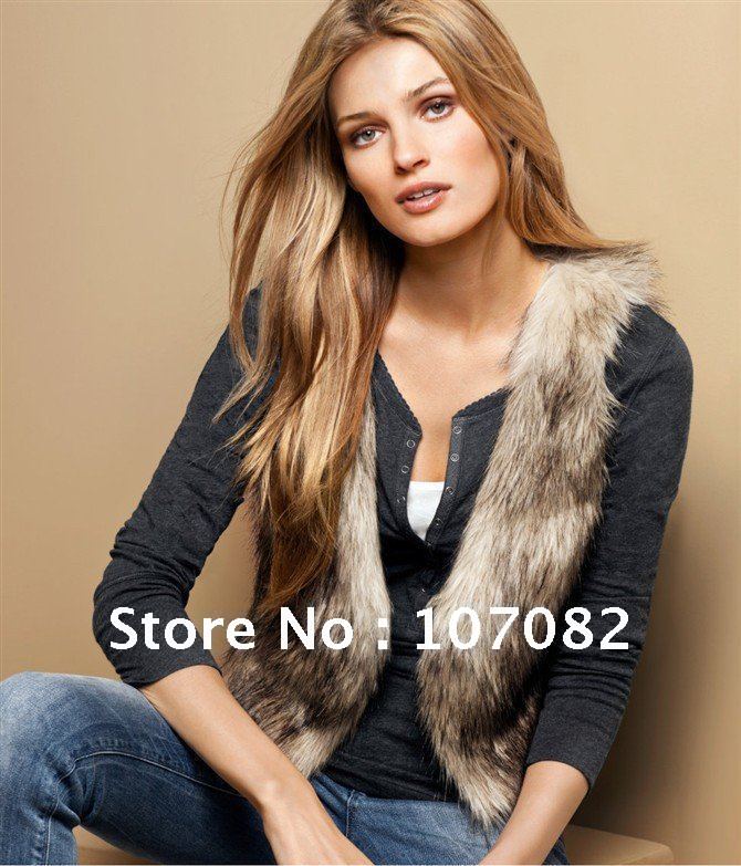 Fashion women's faux fox fur vest faux vest underwaist coat short design female leather faux fur sleeveless sweater