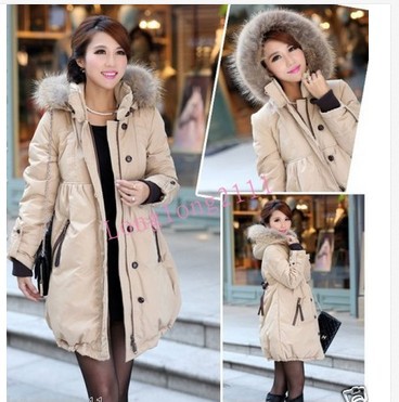 Fashion Women's Fur Hooded Warm Winter Down Jacket Belted Puffer Long Coats#115