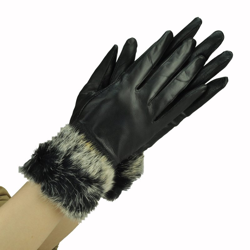 Fashion women's gloves winter thermal sheepskin gloves full genuine leather rabbit fur 213