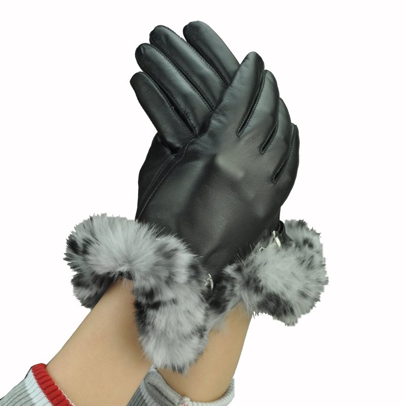 Fashion women's gloves winter thermal sheepskin gloves full genuine leather rabbit fur 939