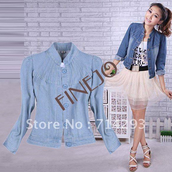 Fashion Women's Ladies Slim Fit Jean Cloth Jacket Coat Outwear 2 colors free shipping 7743