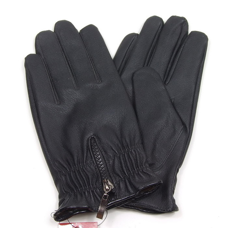 Fashion women's leather gloves spring PU wear-resistant thermal anti-icer slip-resistant finger gloves