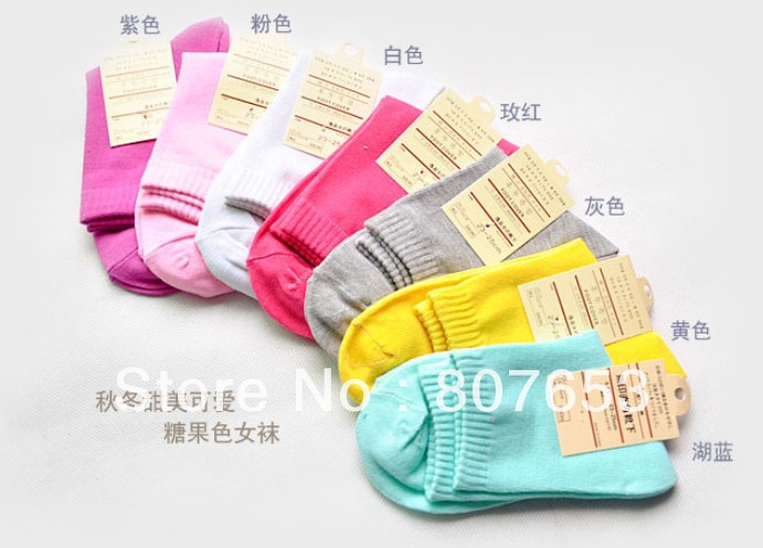 fashion women's sport socks casual socks cotton candy 7colors winter warmer socks freeshipping 10pairs