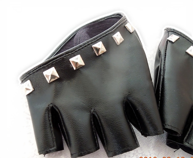 Fashion Women semi-finger gloves personality punk leather gloves