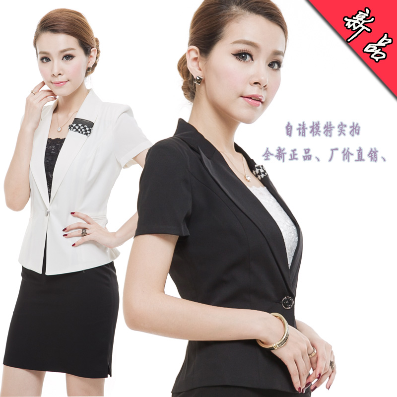 Fashion Women slim short design blazer OL outfit short-sleeve women's set professional