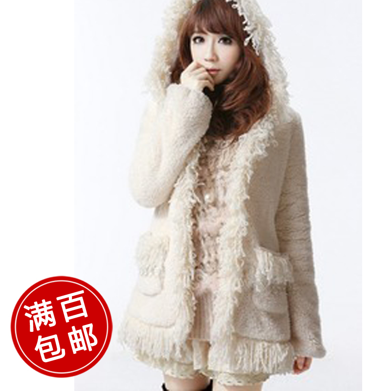 Fashion Womens Ladies Hoodie Faux Lamb Fur Long Vest Jacket Coat With Hatfree shipping