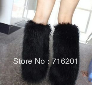 Fashionable Breathable Of Black Faux Fox Fur Boots Sleeves and Covers For Leg with Cheapest Online Price