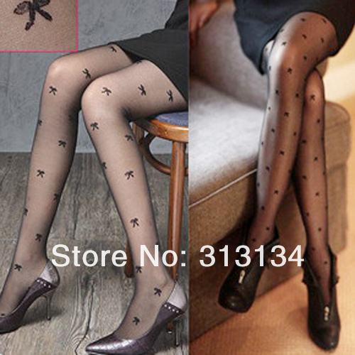 Fashionable Sexy Ladies'Bowknot Pattern Pantyhose Tights Stockings free shipping