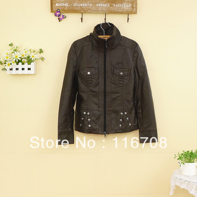 Fast China express 2013 plus size leather clothing outerwear new arrival female casual motorcycle JACKET WJK-082