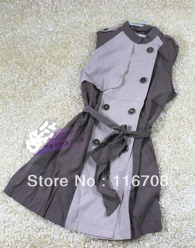 Fast China express fashion 2013 women's gentlewomen plus size sleeveless trench outerwear WJK-096