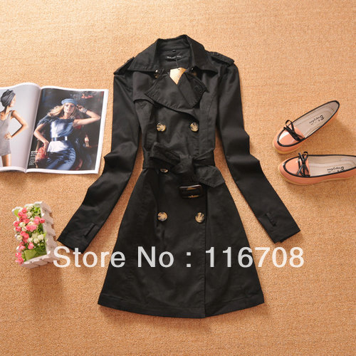 Fast China express New arrival female double breasted medium-long trench outerwear plus size available wjk-067